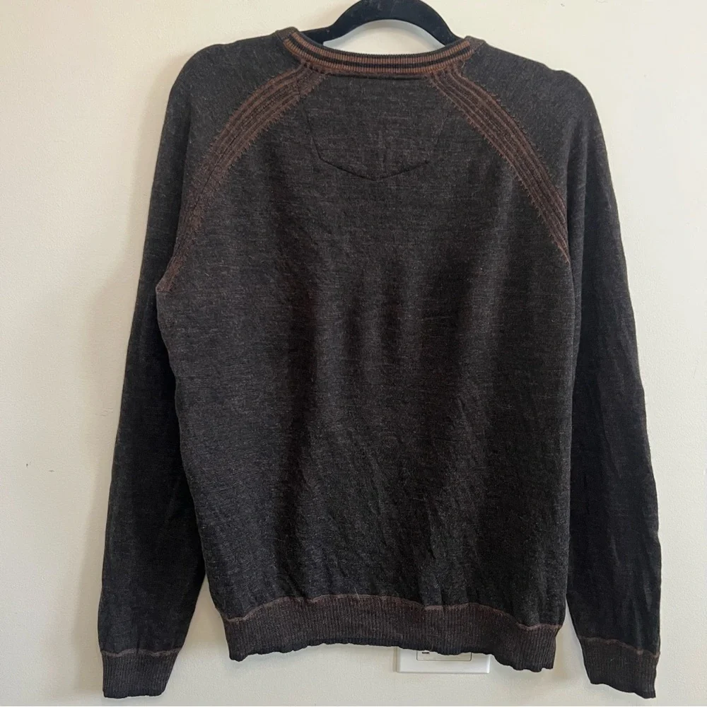 Robert Graham Men's Dark Brown 100% Wool Crewneck Sweater Business Work Classic